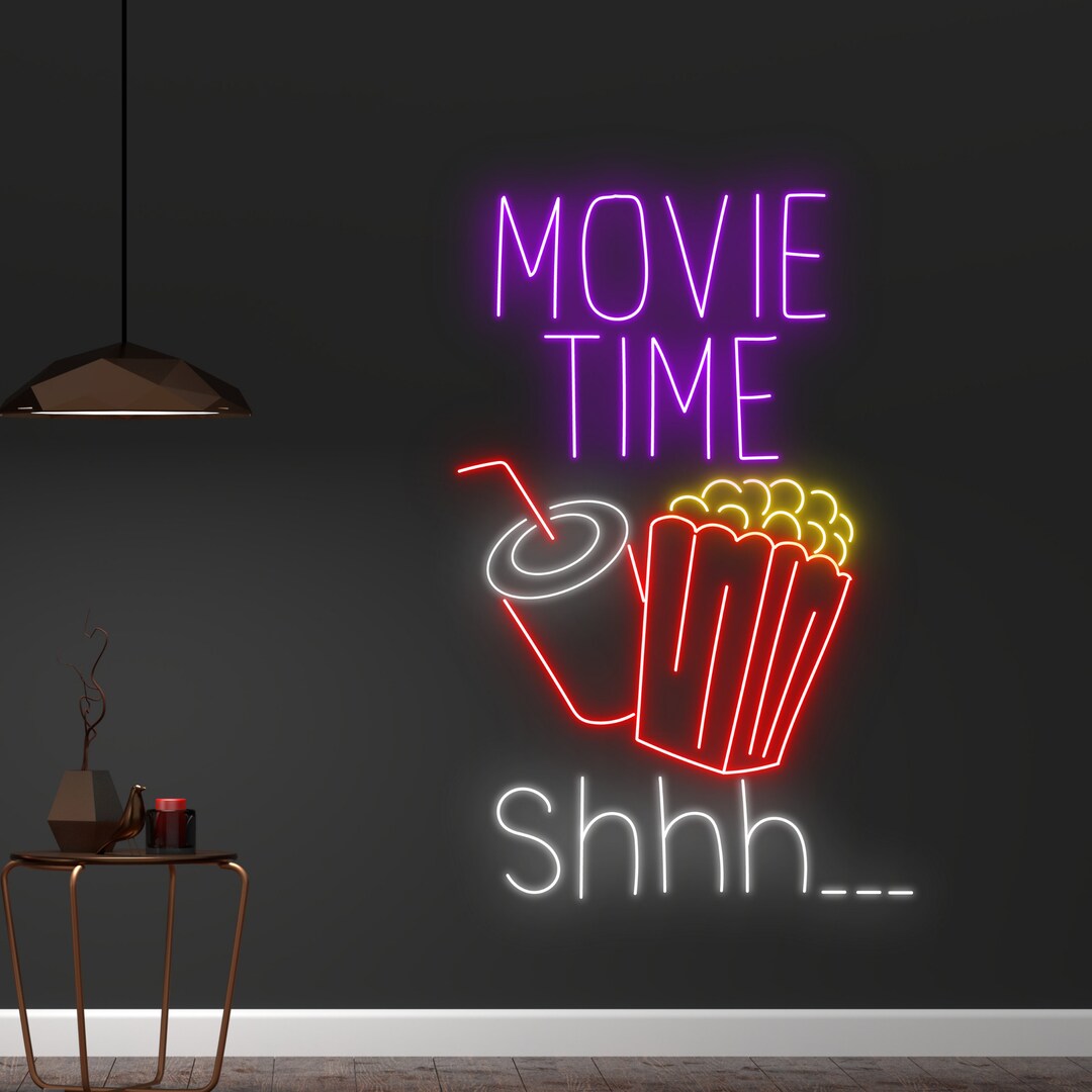 Movie Time Shhh Neon Sign Movie Theater Led Light Film Neon Etsy