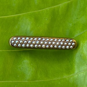 Antique Victorian Era Pave Seed Pearl & 14k Yellow Gold Bar Pin