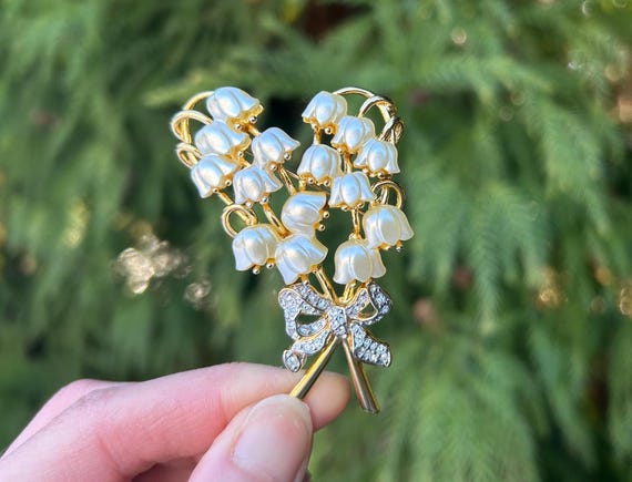 Kenneth Jay Lane Vintage Lily of the Valley Flowe… - image 2