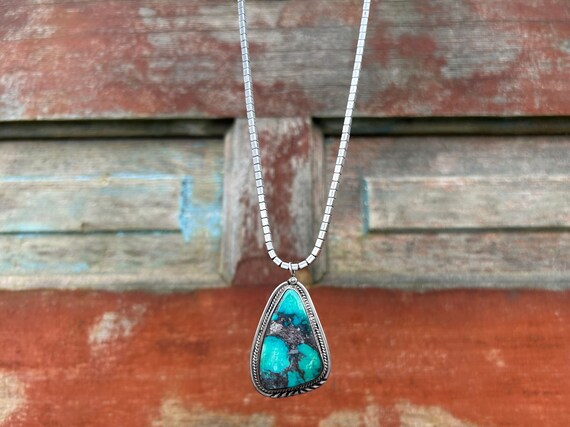 Navajo Royston Turquoise Sterling Silver Pendant … - image 6