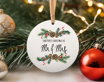 Our first christmas as mr and mrs christmas ornament