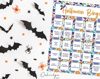 Gioco di Halloween Bingo Ice Breaker Party, Trova il gioco ospite Download istantaneo, stampabile, Gioco di Bingo di Halloween Party per bambini e adulti - AH