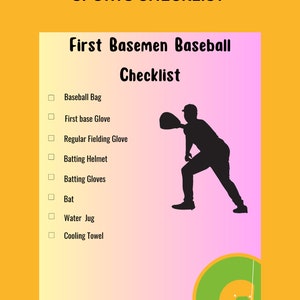 Sports Checklists for your Baseball Catchers and First Basemen to have all their essentials in one place