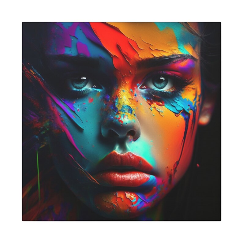 Beautiful Woman of Art in Bright HD Colors Starring Intensely, Canvas