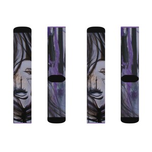 Emo crying girl with teary eyes Sublimation Socks