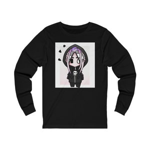 Chibi kawaii emo meisje Een unisex jersey T-shirt met lange mouwen