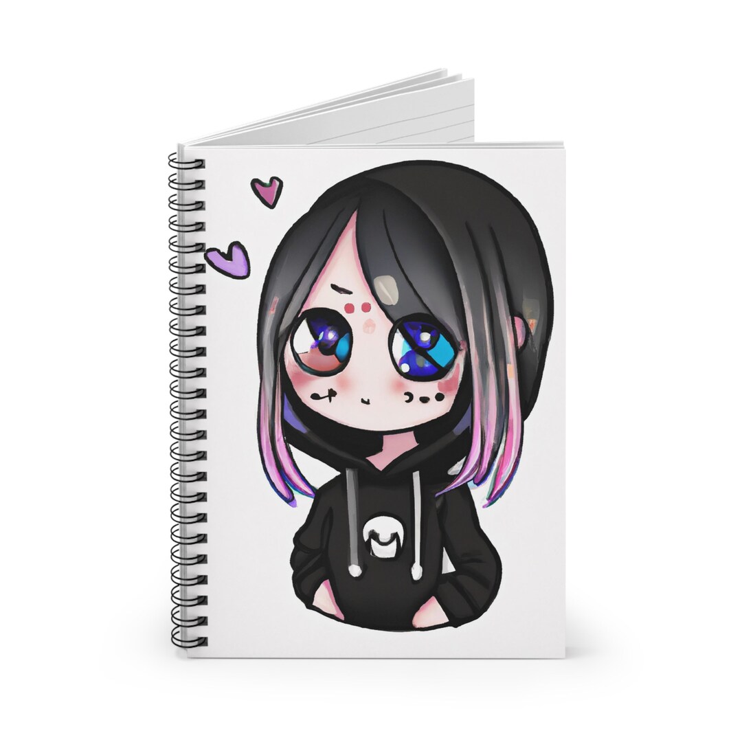 Chibi Kawaii Emo Girl D Spiral Notebook - Ruled Line - Etsy