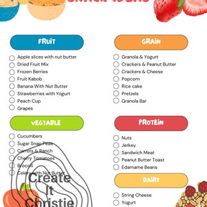 Healthy Snack Printable