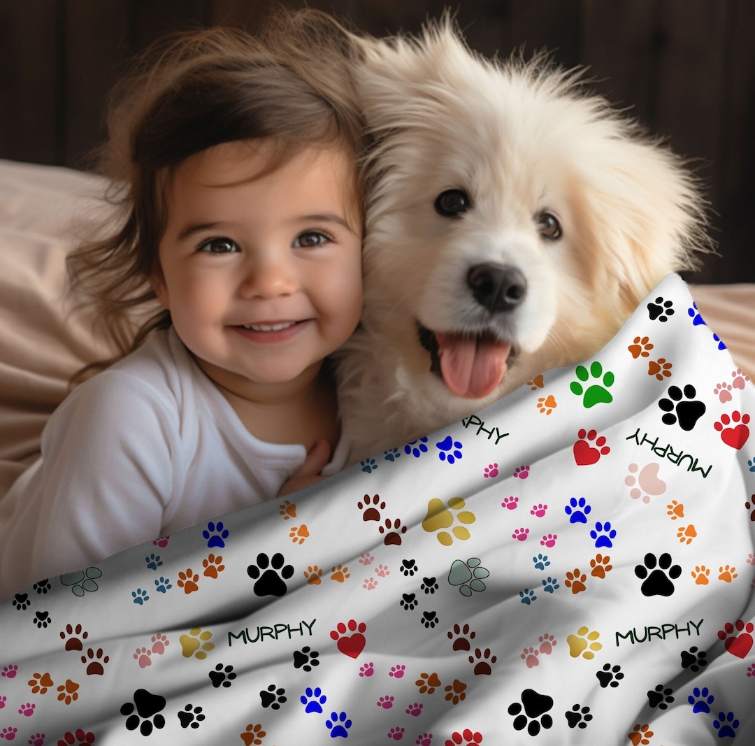 Personalized Dog Blanket,personalized Paw Print Dog Blanket,custom Pet