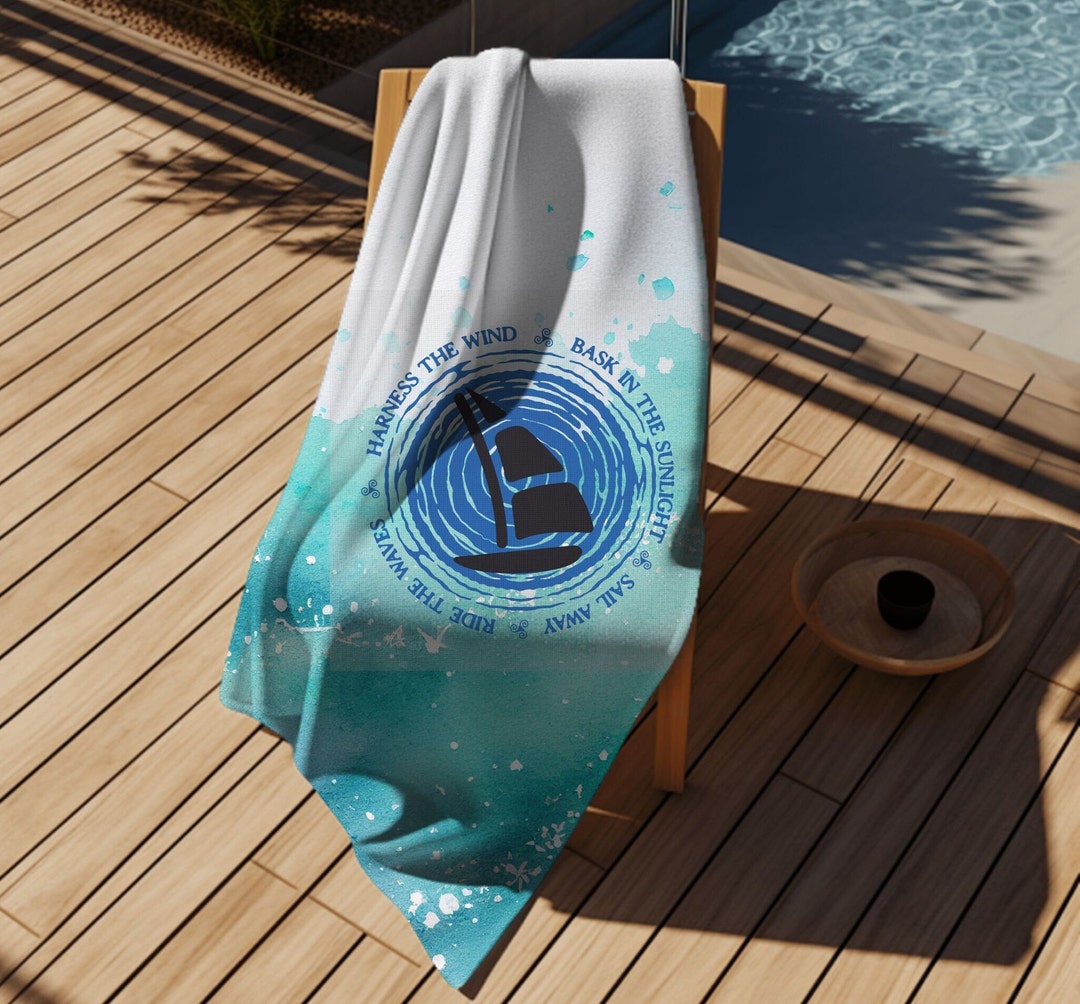 Beach Towel for the Sailing Enthusiast, Nautical Graphic Beach Towel