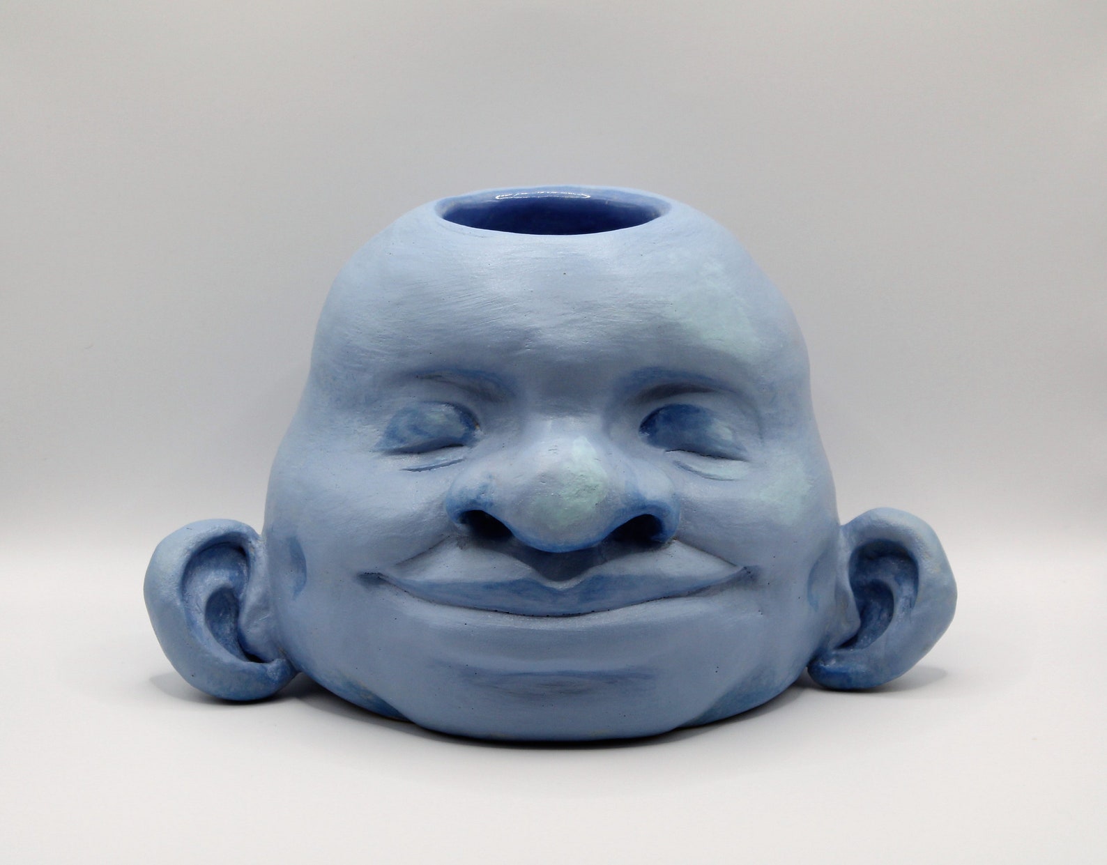 Large Blue Sculptural Planter Etsy