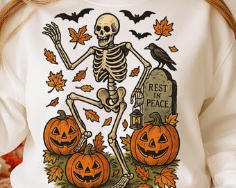 Funny Skeleton Halloween Png, Spooky Season Png, Pumpkin Season Png, Skeleton Pumpkin Png, Funny Halloween, Spooky Vibes, Digital Download