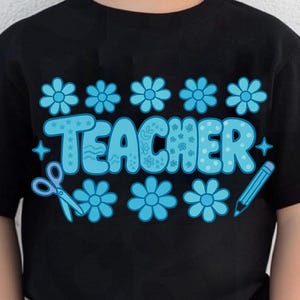 Teacher Png, Preppy Floral Teacher Sublimation Design, Cute Pastel Back to School Shirt Graphic, Retro Girly Teacher PNG