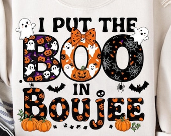 I Put The Boo in Boujee Png, Coquette Halloween PNG, Fall png, Spooky Season Png, Pumpkin Png, Halloween Mama Png, Sublimacja TShirt Design