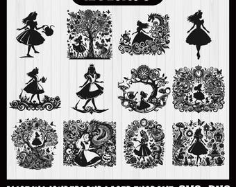 Alice In Wonderland Laser Engrave Files svg png dxf eps pdf | graphic design cut print dye sub engrave cnc files commercial use