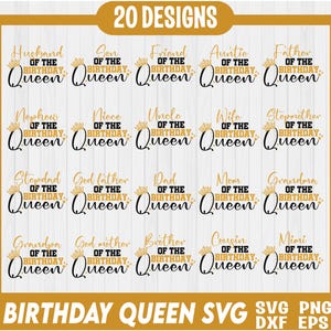 Lot Reine d'anniversaire SVG | Signe d'anniversaire de famille SVG | Anniversaire Queen Squad famille chemises SVG | Anniversaire fille anniversaire Squad svg
