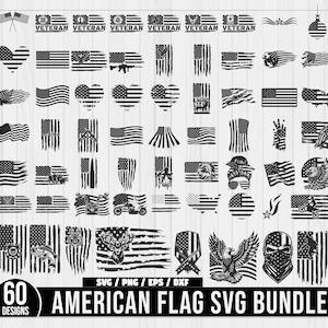 60 Amerikanische Flagge SVG Bundle, amerikanische Flagge Silhouette, 4. Juli, Flagge der Vereinigten Staaten von Amerika, US Flagge Militär svg, veteran Distressed svg