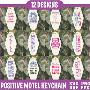positiver motel Schlüsselanhänger SVG BUNDLE, Retro motel Schlüsselanhänger svg, inspirierender Schlüsselanhänger svg, Affirmations svg