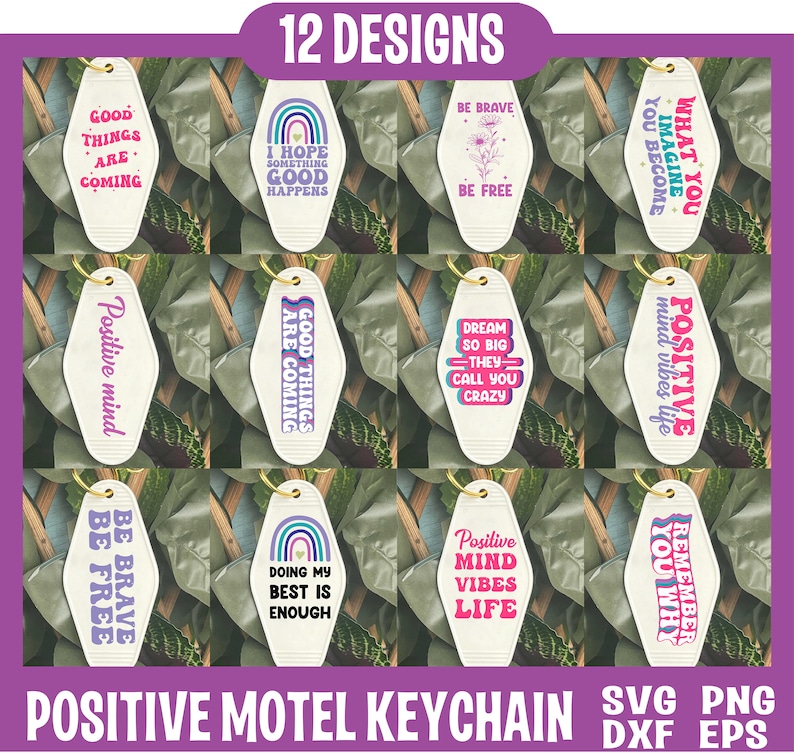Positive Motel Keychain SVG BUNDLE, Retro Motel Keychain Svg ...