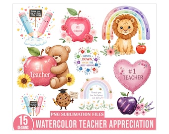 Teacher Appreciation Clipart Bundle, Best Teacher ever Png Bundle, Teacher's Day png, Teacher png, floral Teacher png, Back to School PNG