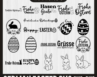 German Easter Plotter File Bundle svg - Easter Designs German - Easter Cricut Silhouette - Easter Lettering - Digistamp Happy Easter