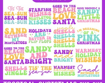 Paquete SVG de Navidad tropical, Navidad costera y de playa, Navidad, Navidad de verano, Navidad de playa, svg de arena, svg de sol de mar, svg tropical