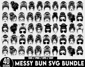 Messy Bun svg Bundle, black woman svg,afro woman svg, messy bun png,USA mom svg, Trendy Messy Bun Clipart, Messy Bun png