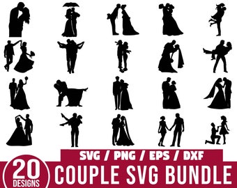 Couple SVG Bundle, Couple Png Bundle, Bride and Groom SVG, Couple Clipart, Couple Silhouette, Couple Cut Files For Cricut, Wedding SVG