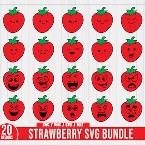 Strawberry Svg Bundle, Cute Strawberry SVG, Strawberry Png, Strawberry Clipart, Strawberry Cut File, Strawberry Svg, Fruits Svg