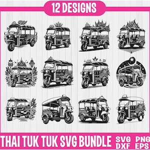 Tuk Tuk Clipart SVG bundle, Auto Rickshaw PNG, Auto Rickshaw Vector Bundle, Vintage Rickshaw SVG, Indian Rickshaw Clipart