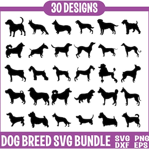 Hond Svg bundel Hond Clipart, Hondenras Svg, Hond Svg Cut Files, Hond cricut Svg, Lasergravure Hond Svg, Hondenras Silhouette Pack