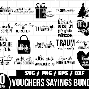 Paquete SVG de vale, refranes de cumpleaños alemán, refranes de agradecimiento alemanes SVG, letras de etiquetas, letras alemanas Plotterdatei