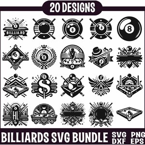 Billiards Svg Bundle, Pool SVG, Vector, Silhouette, Billiard game svg, Billiards Cut Files, Billiard Ball Svg, Billiards Logo