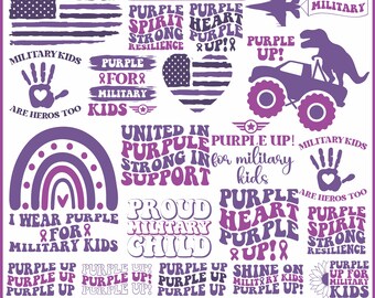 Purple Up voor militaire kinderen Svg bundel, Purple Up SVG, patriottische militaire Svg, militaire familie Svg, trots op militaire kinderen Svg, vlag Svg