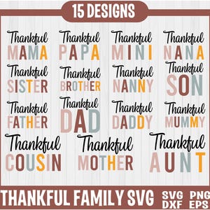 Pacchetto famiglia riconoscente SVG, mamma riconoscente SVG, mini riconoscente SVG, papà riconoscente SVG, pacchetto famiglia riconoscente SVG