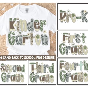 Camo Back to School Bundle Png, School Boy Sublimation, Pre-K to Third Grade PNG, First Day PNG, Kinder Garten Design, Old Camo png