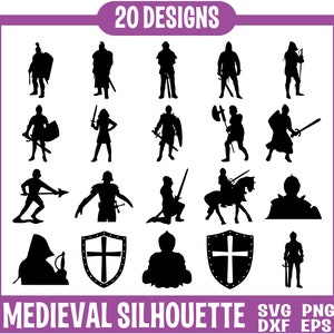 Silhueta Medieval Svg, Cavaleiro Medieval Corte a Laser, Rei e Rainha SVG, Estêncil de Sigil da Família, Castelo Medieval SVG