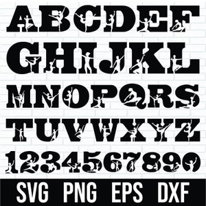 Pacote Svg de alfabeto e números de dança, alfabeto de poses de dançarina, fonte de dança svg, dança svg, letras de dança, presente para dançarina, fonte de dança svg