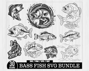 Bass Fish SVG Bundle, Bass Fish Clipart, Fishing Svg, Large Mouth Bass, Jumping Bass, Bass Vector, Bass  Bundle, Largemouth Bass Fishing