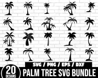 Bundle SVG palmier, clipart palmier, palmier SVG coupe fichiers pour Cricut, silhouette palmier, palmiers Svg, palmier PNG Bundle