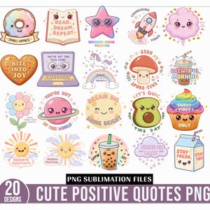 Süße positive Zitate Clipart, süße positive Aufkleber, süße Positivität PNG Aufkleber, inspirierende Aufkleber, psychische Gesundheit, Eiskaffee