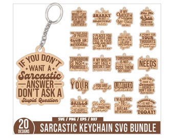 Keychain Svg Bundle, Laser Cut File, Sarcastic Engraving, Laser Engraving, Funny Keychain Quotes SVG, Sassy Quotes SVG, Funny keychain png