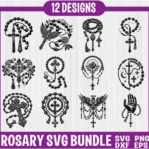 Rosary SVG Bundle, Rosary dxf, Rosary png, Rosary vector, Rosary clipart, Religious svg, Catholic svg, Holy Rosara svg
