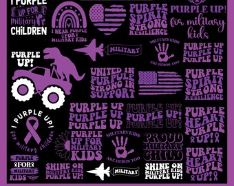 Purple Up voor militaire kinderen Svg bundel, Purple Up SVG, patriottische militaire Svg, militaire familie Svg, trots op militaire kinderen Svg, vlag Svg