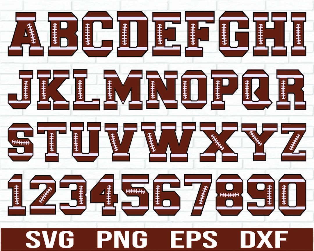 Football Alphabet and Numbers SVG Bundle, Football SVG, Varsity Font