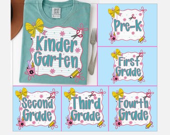 Preppy Back To School PNG-bundel, potloodstrik Cijfers kleuterschool Pre-K 1e 2d 3d 4e 5e doodle handgetekende leraar, coquetteleraar png