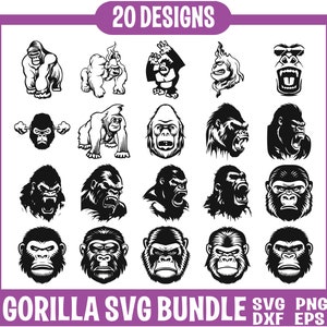 Gorilla SVG Bundle, Gorilla head svg, Gorilla dxf, Gorilla png, Gorilla eps, Gorilla vector, Gorilla cut files, Gorilla clipart, Gorilla