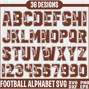 Football Alphabet And Numbers SVG Bundle, Football SVG, Varsity Font, Football Font SVG, Football Letters Svg, University Font Svg