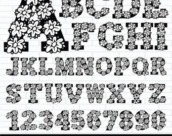 Floral Alphabet And Numbers Svg bundle, Monogram Letter A-Z, Floral Alphabet Svg, Floral Letter Svg, Botanical Alphabet Cut File, Floral