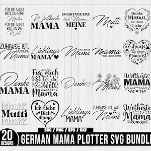 German Mama Plotter Svg Bundle, Beste Mama SVG, Alles Liebe Muttertag, German sayings svg, Mother&#39;s Day - Gift Mom, Liebling Heart SVG